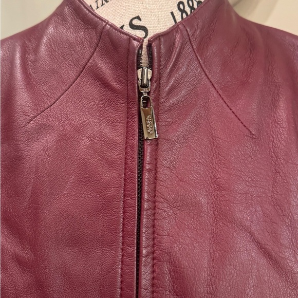 Vintage Siena Studio Dark Red Burgundy Leather Jacket Zip Y2K Women Large Luxury - Picture 2 of 16
